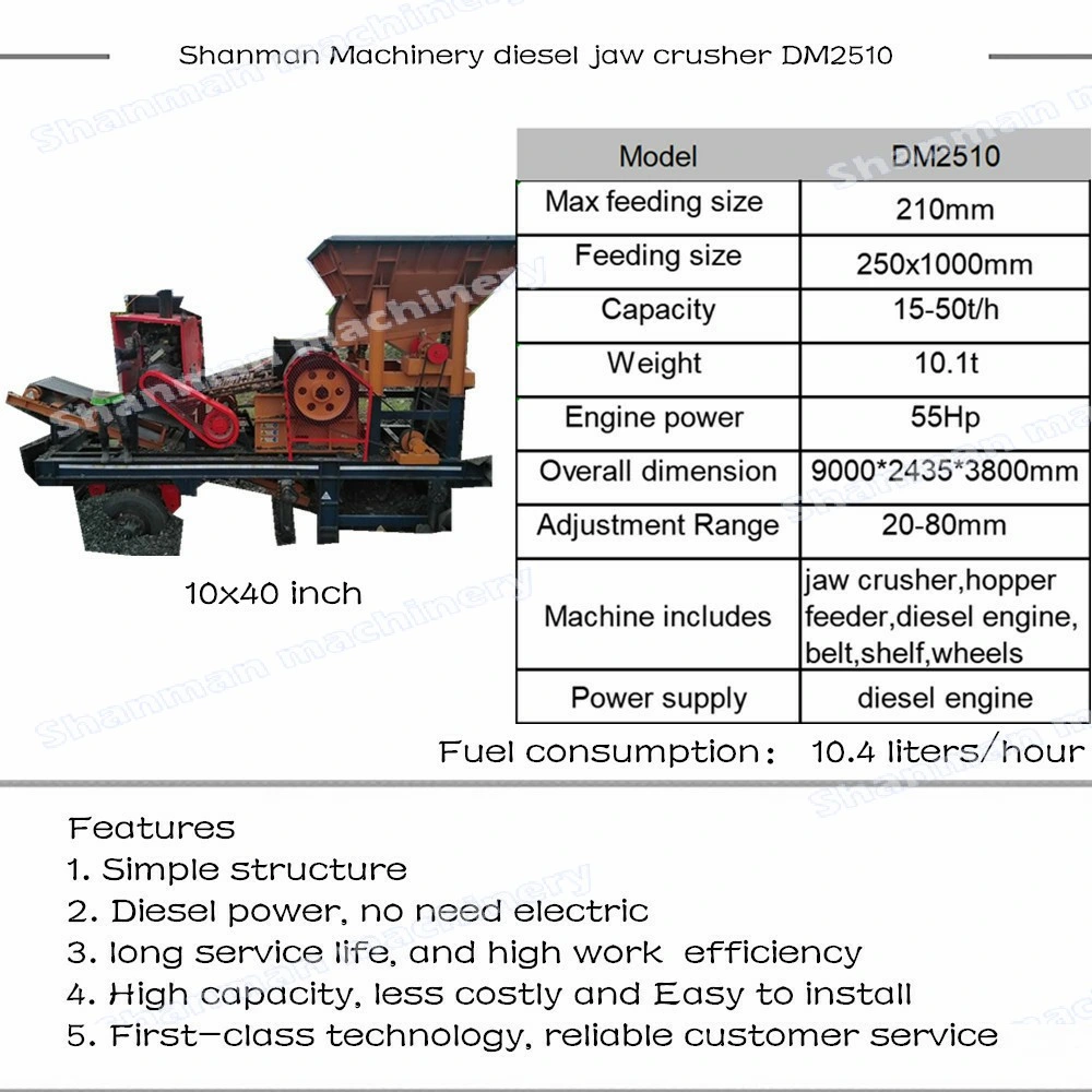 2% Discount 30-50tph Stone Jaw/Cone/Impact/VSI/Hammer/Roller Mobile Portable Crusher for Limestone/Granite/Riverstone/Basalt Quarry Crushing and Mining